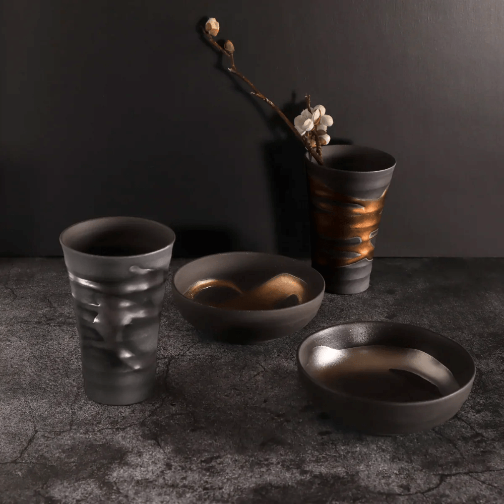 Gold and Silver Otsumami Cup Pair Gold and Silver Otsumami Cup Pair  - Japanese Tableware | MyJapaneseWorld