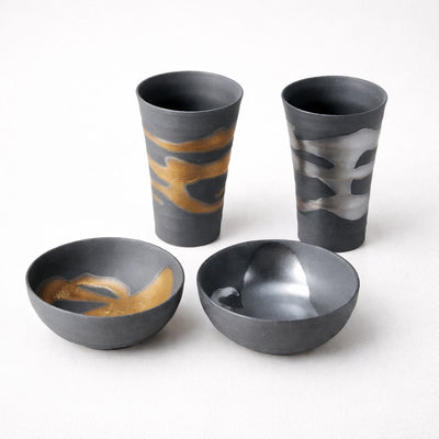 Gold and Silver Otsumami Set Gold and Silver Otsumami Cup Pair  - Japanese Tableware | MyJapaneseWorld