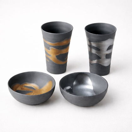Gold and Silver Otsumami Set Gold and Silver Otsumami Cup Pair  - Japanese Tableware | MyJapaneseWorld