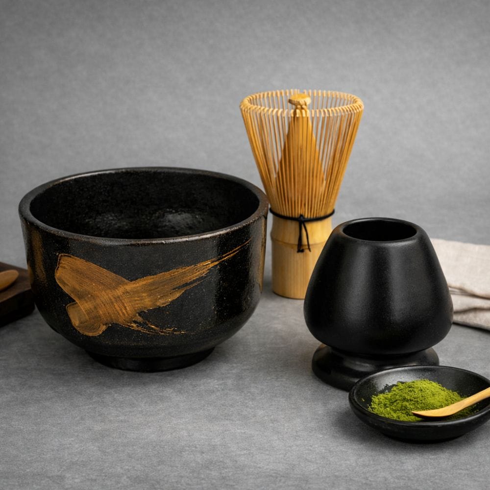 Gold Brushed Bowl Matcha Starter Set Gold Brushed Bowl Matcha Starter Set