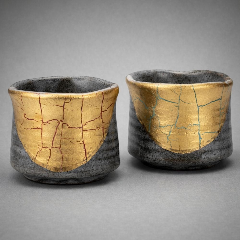 Gold Leaf Kutani Sake Cups Gold Leaf Kutani Sake Cups