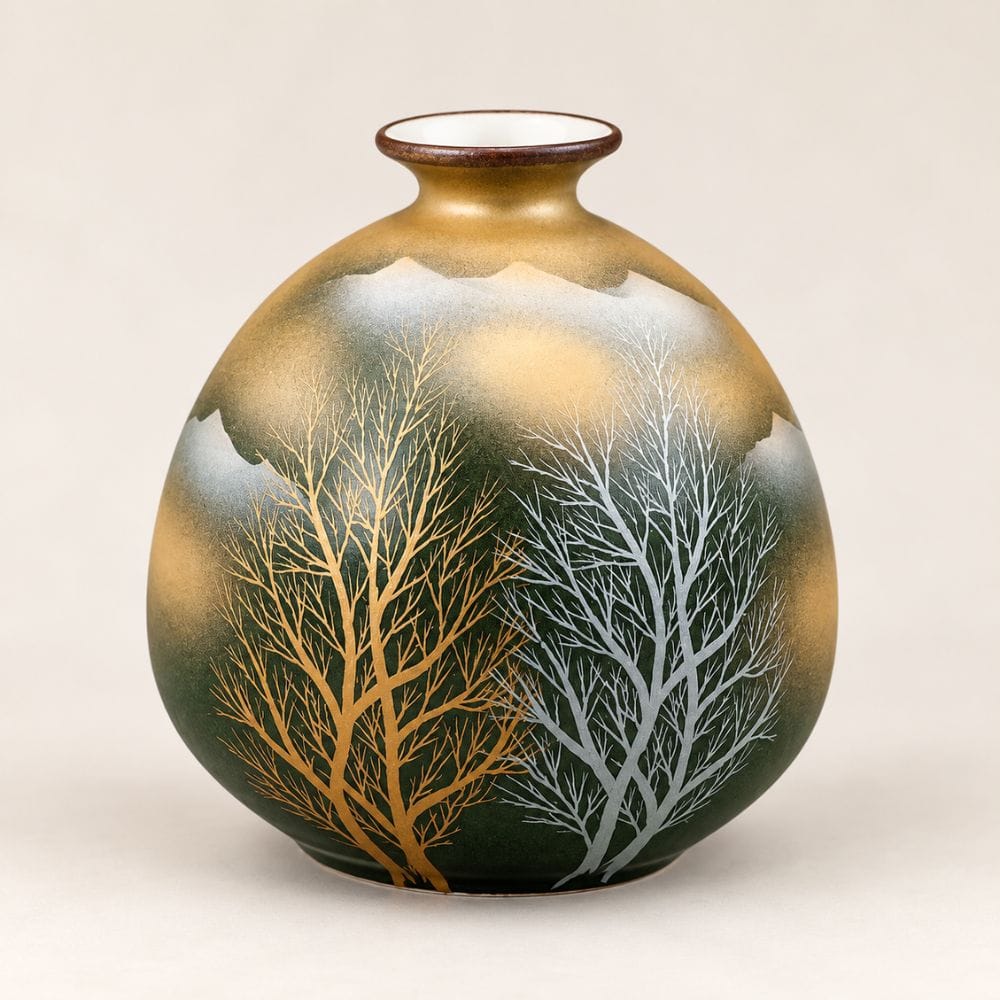 Golden Clouds & Trees Kutani Bud Vase Golden Clouds & Trees Kutani Vase | My Japanese World