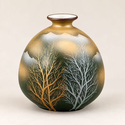 Golden Clouds & Trees Kutani Bud Vase Golden Clouds & Trees Kutani Vase | My Japanese World