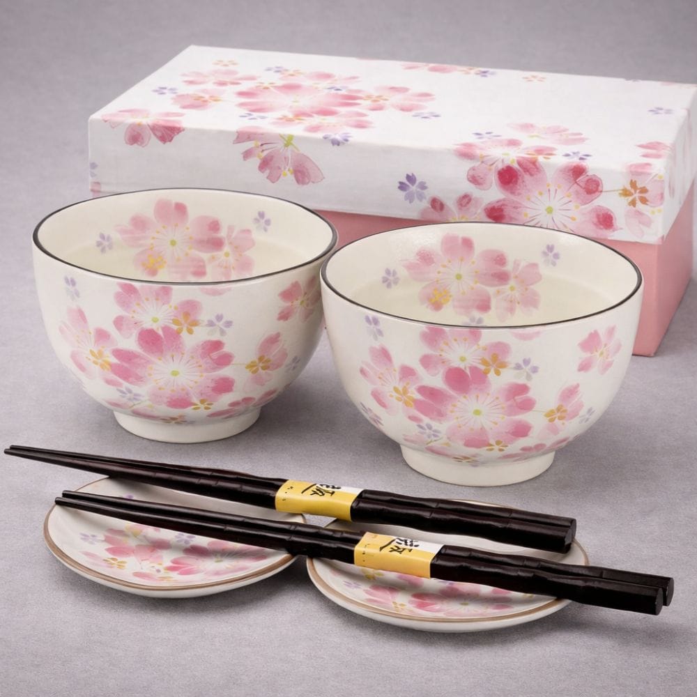 Hana Matsuri Rice Bowl, Small Plate & Chopstick Set [Pair] Hana Matsuri Rice Bowl, Small Plate & Chopstick Set [Pair]