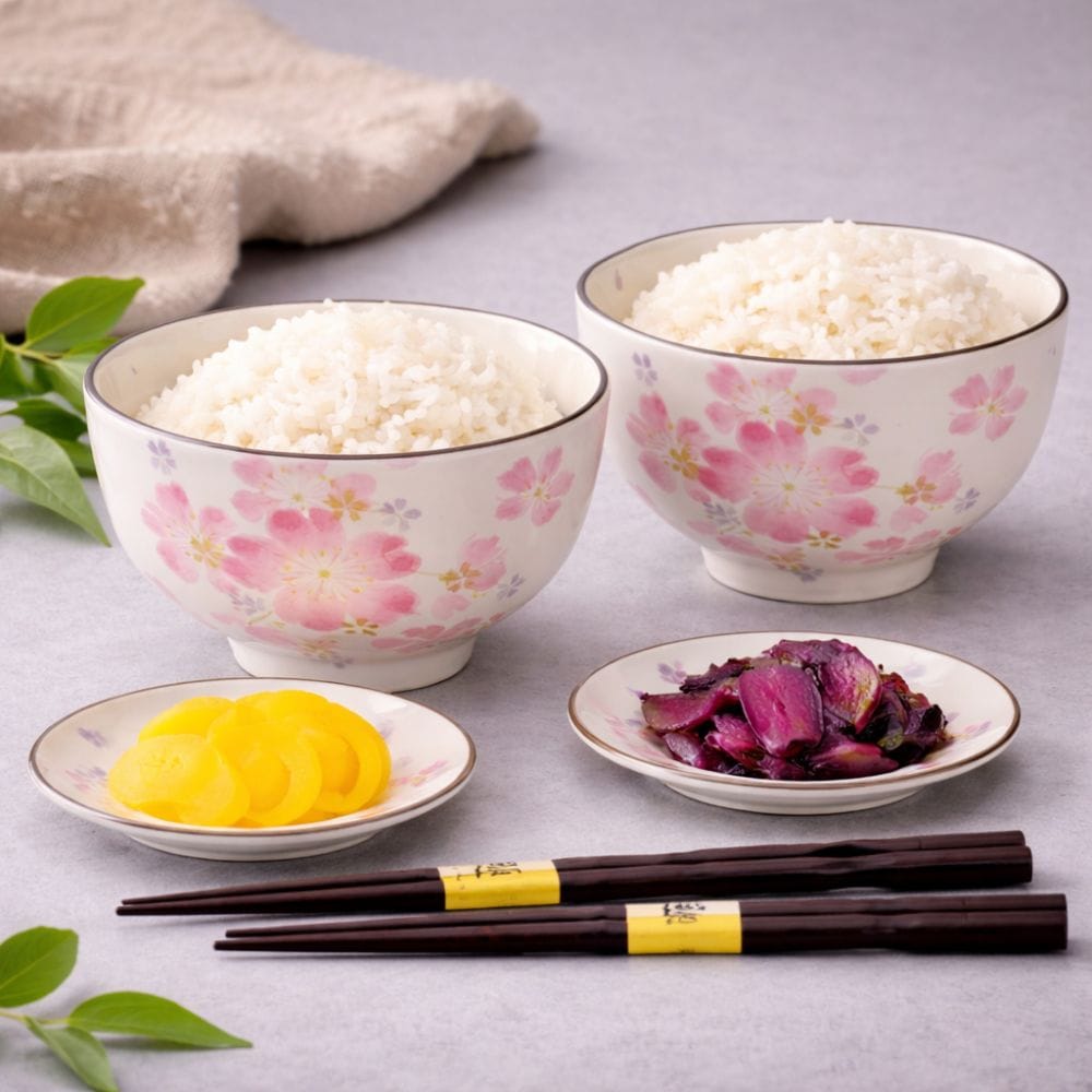 Hana Matsuri Rice Bowl, Small Plate & Chopstick Set [Pair] Hana Matsuri Rice Bowl, Small Plate & Chopstick Set [Pair]