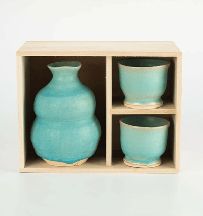 Handmade Emerald Turkish Glaze Sake Set Handmade Emerald Turkish Glaze Sake Set