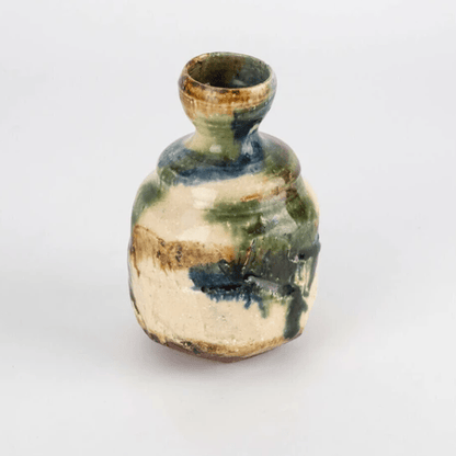 Handmade Mingei Oribe Sake Set Handmade Mingei Oribe Sake Set