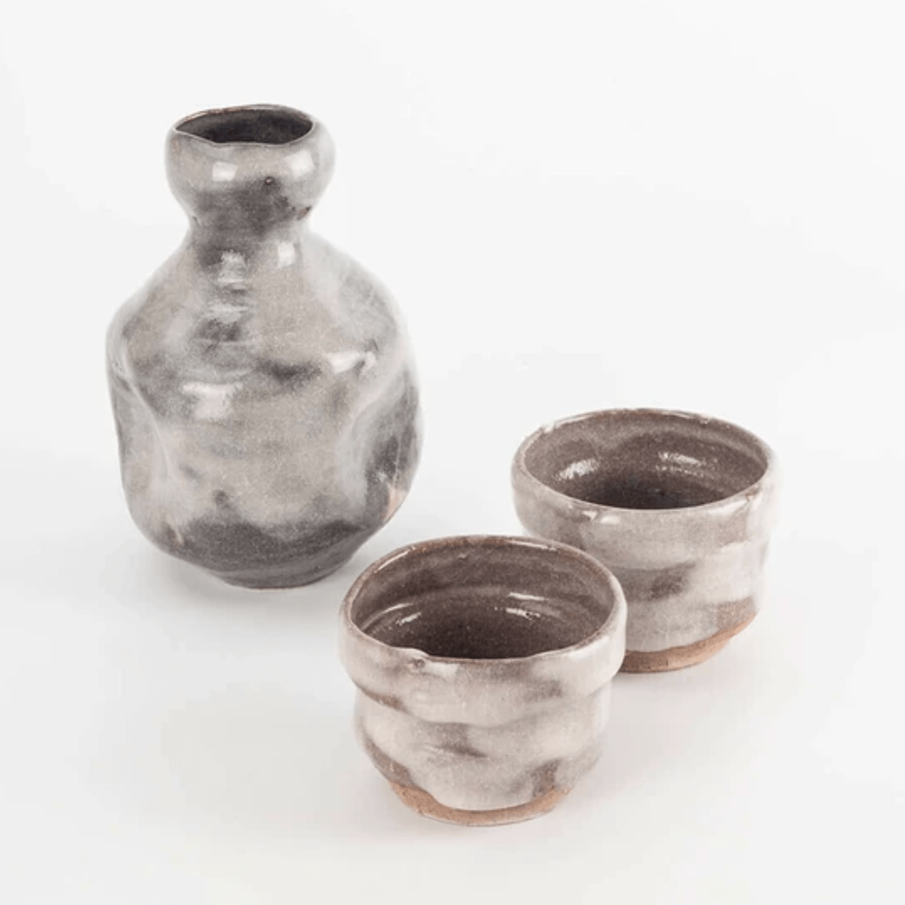 Handmade Nezumi Shino Sake Set Handmade Nezumi Shino Sake Set