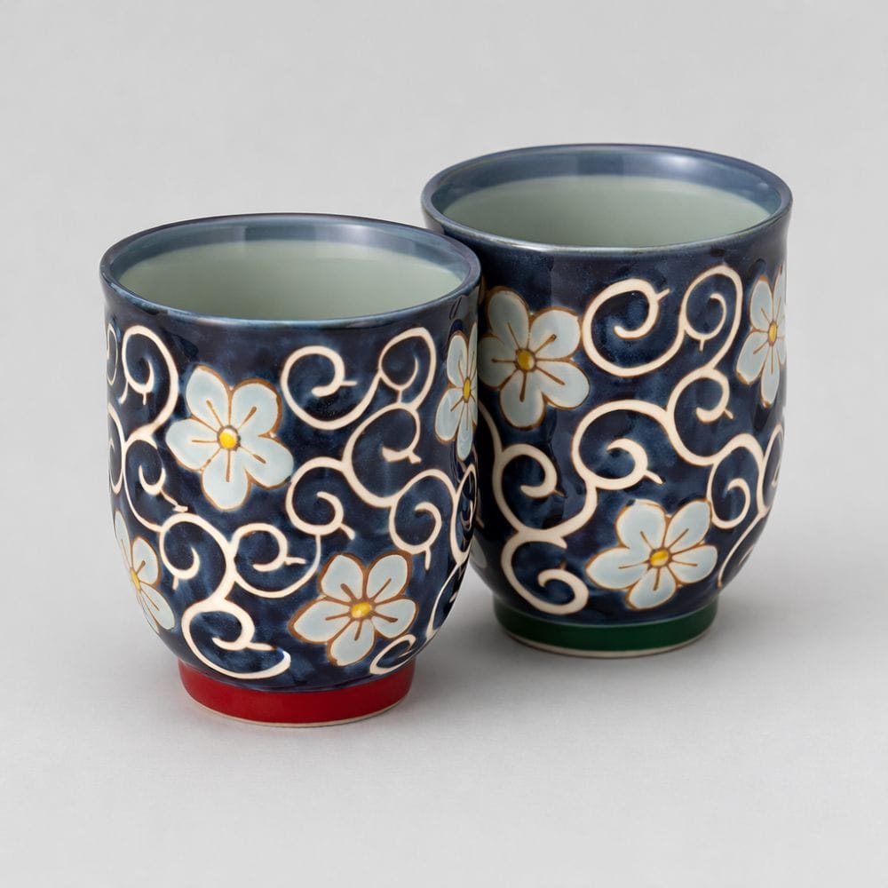 Hasami Kikyo Arabesque Tea Cups Set Hasami Kikyo Arabesque Tea Cups Set