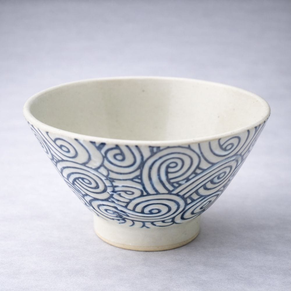 Hasami Uzushio Inban Pattern Rice Bowl Hasami Uzushio Inban Pattern Rice Bowl