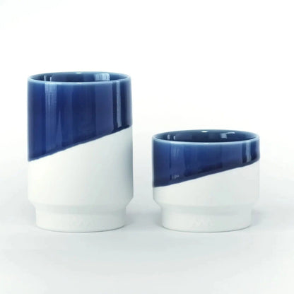 Hasami Ware Cup – Diagonal Indigo - Small Hasami Ware Cup – Diagonal Indigo - Small