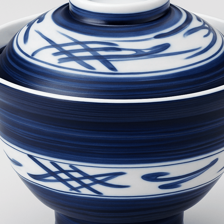 Indigo Brush Donburi Bowl with Lid Indigo Brush Donburi Bowl with Lid