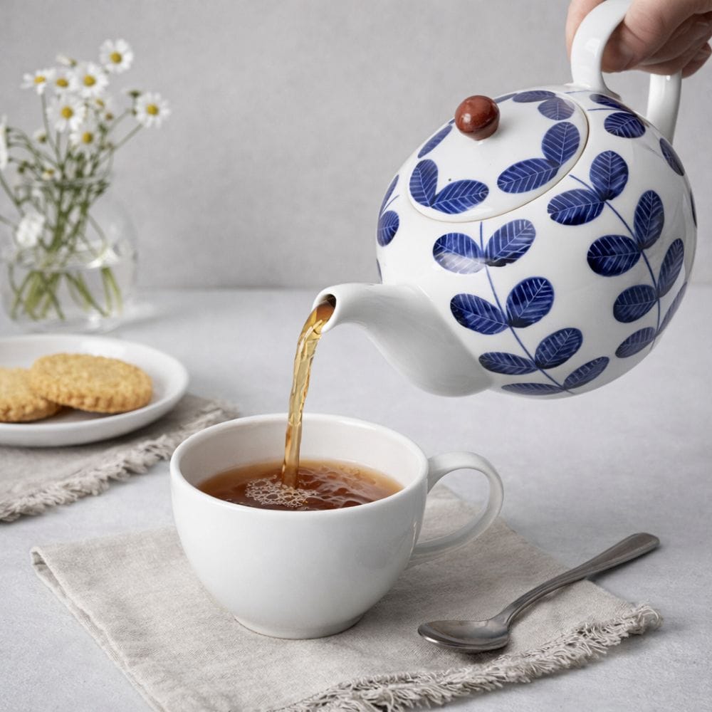 Indigo Leaf Porcelain Teapot Indigo Leaf Porcelain Teapot