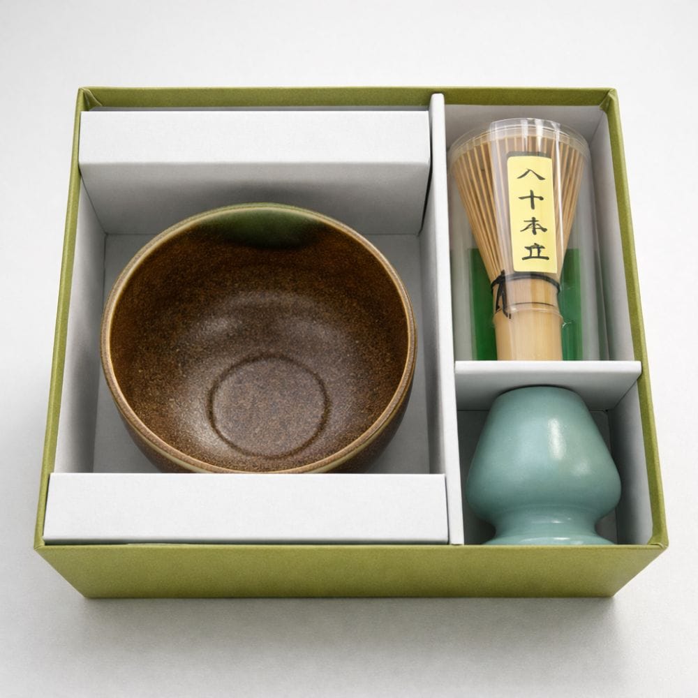 Kamishiro Brown Mino-yaki Matcha Starter Set Kamishiro Brown Mino-yaki Matcha Starter Set