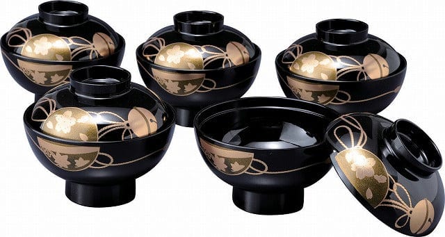 Kishū Lacquerware Black Soup Bowl Set Kishū Lacquerware Black Soup Bowl Set