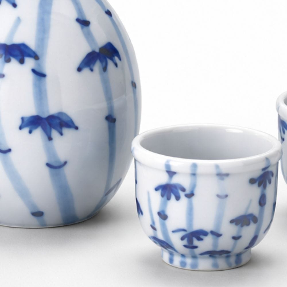 Kutani Bamboo Forest Sake Set Kutani Bamboo Forest Sake Set