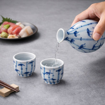 Kutani Bamboo Forest Sake Set Kutani Bamboo Forest Sake Set