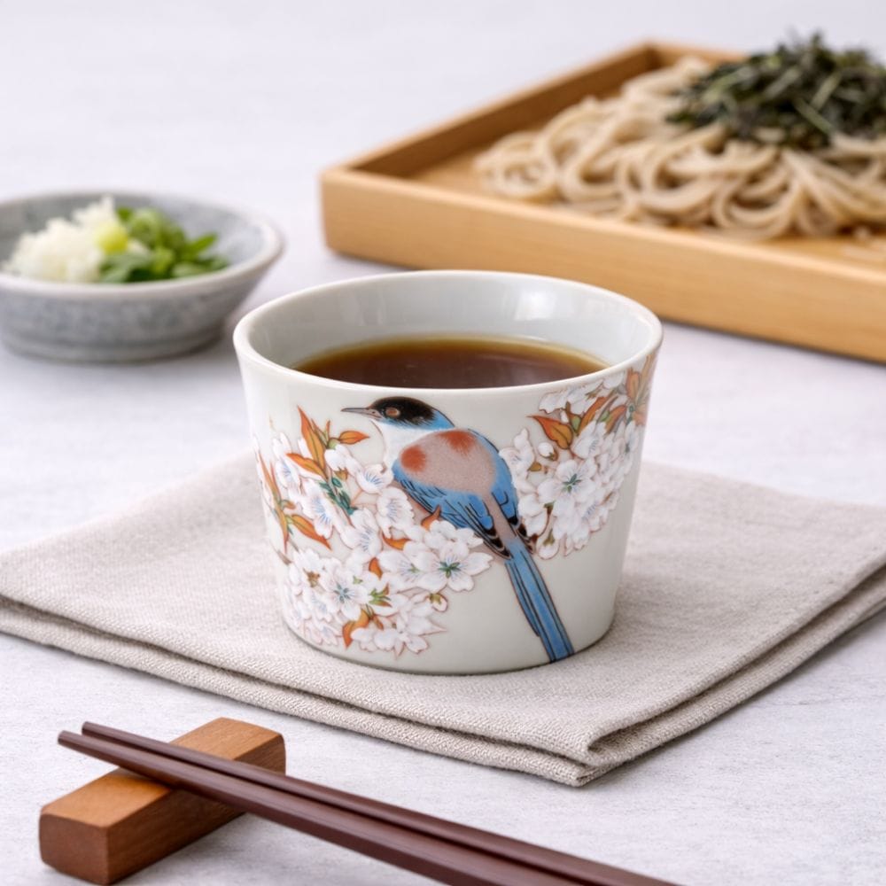 Kutani Cherry and Bird Soba Cup Kutani Cherry and Bird Soba Cup