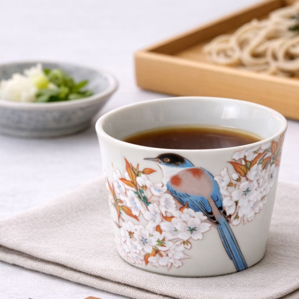 Kutani Cherry and Bird Soba Cup Kutani Cherry and Bird Soba Cup