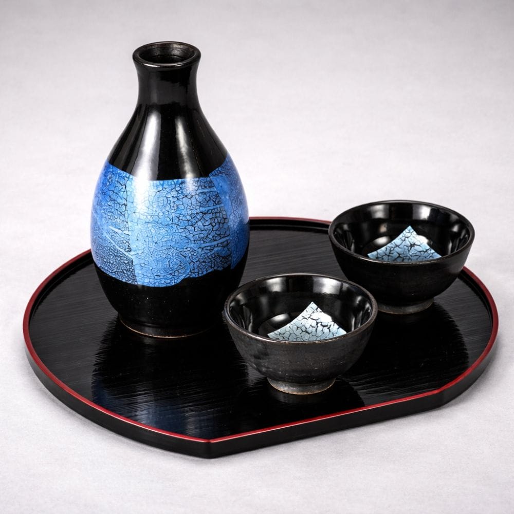 Kutani Ginsai Sake Evening Set Kutani Ginsai Sake Evening Set