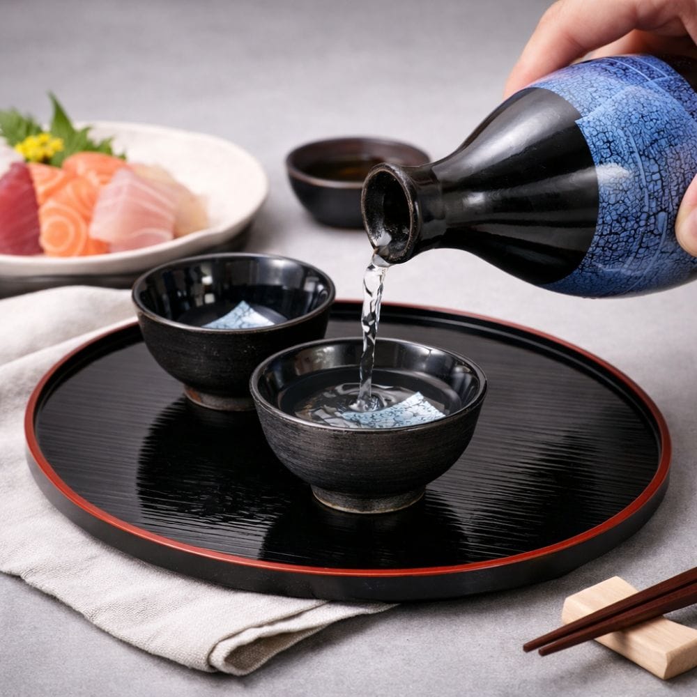 Kutani Ginsai Sake Evening Set Kutani Ginsai Sake Evening Set