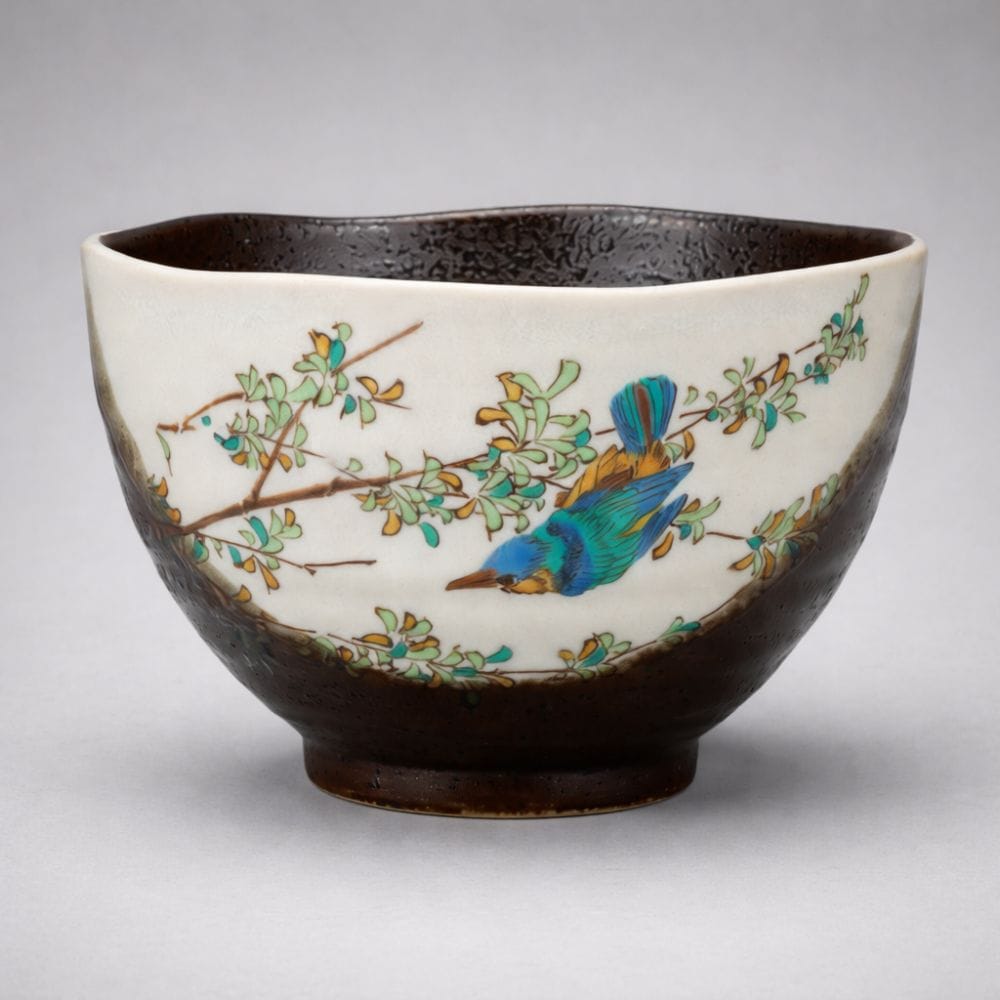 Kutani Kingfisher Ochazuke Bowl Kutani Kingfisher Ochazuke Bowl