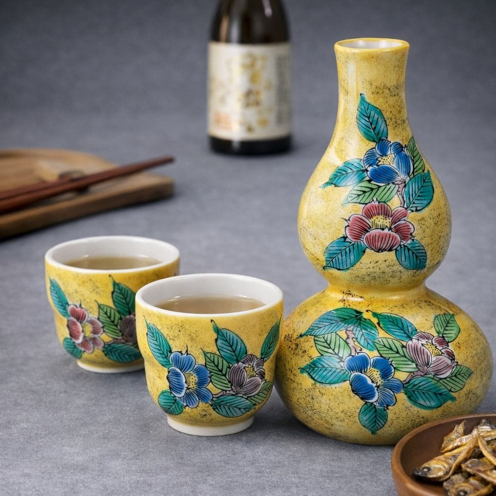Kutani Sake Set by Yoshidaya Tsubaki Kutani Sake Set by Yoshidaya Tsubaki
