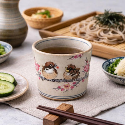 Kutani Sparrows Soba Cup Kutani Sparrows Soba Cup