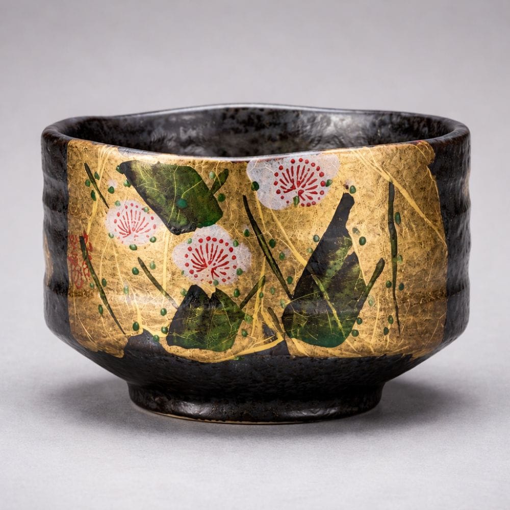 Kutani Toyoshi Yamada Gold Leaf Matcha Bowl Kutani Toyoshi Yamada Gold Leaf Matcha Bowl