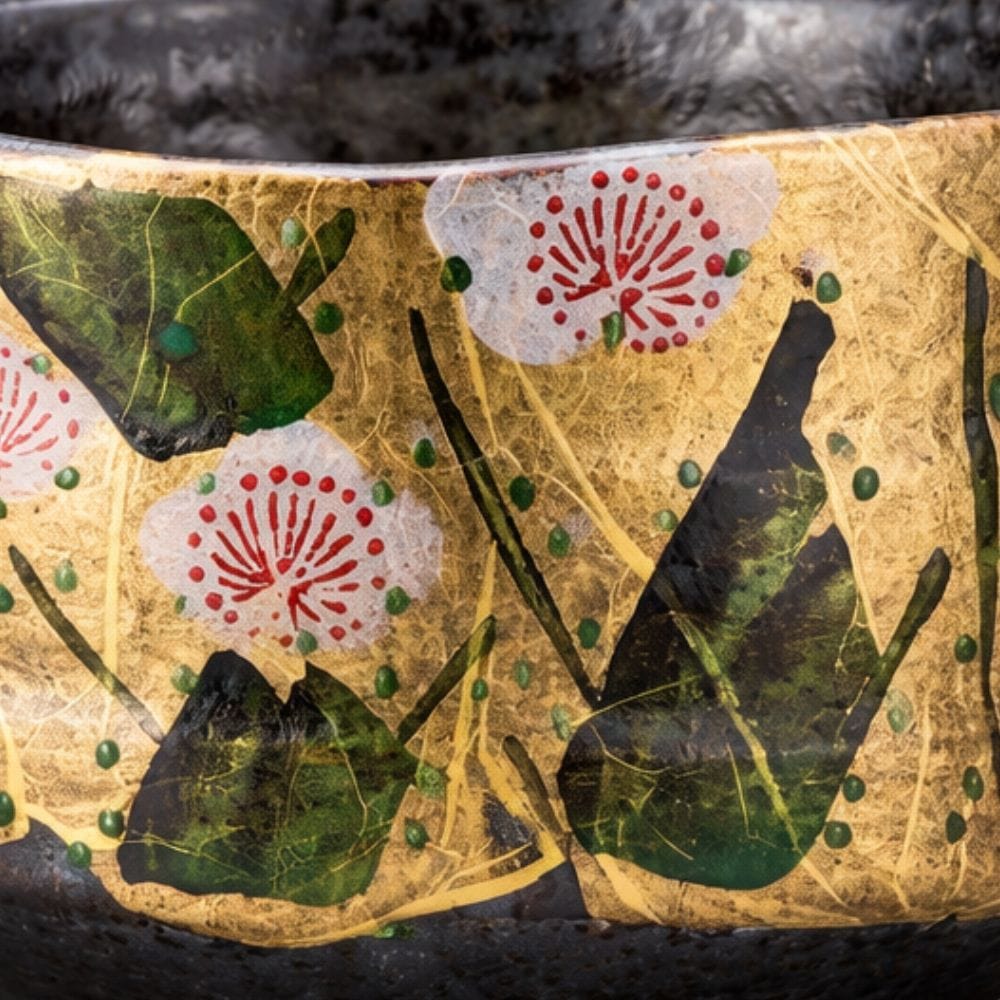 Kutani Toyoshi Yamada Gold Leaf Matcha Bowl Kutani Toyoshi Yamada Gold Leaf Matcha Bowl