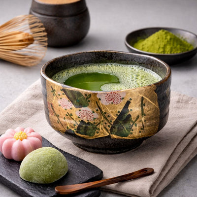 Kutani Toyoshi Yamada Gold Leaf Matcha Bowl Kutani Toyoshi Yamada Gold Leaf Matcha Bowl