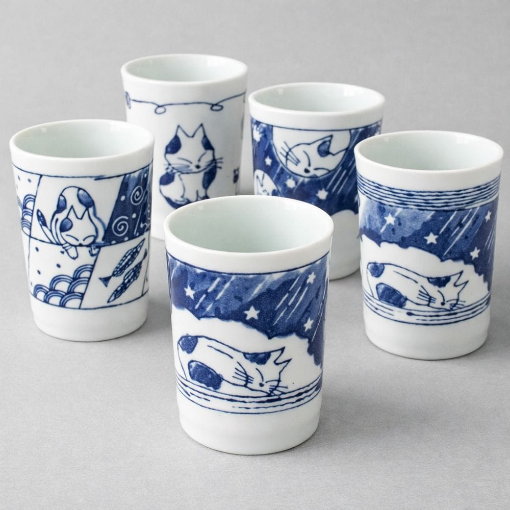 Mainichineko Teacups (Set of 5 Cups) Mainichineko Teacups (Set of 5 Cups)
