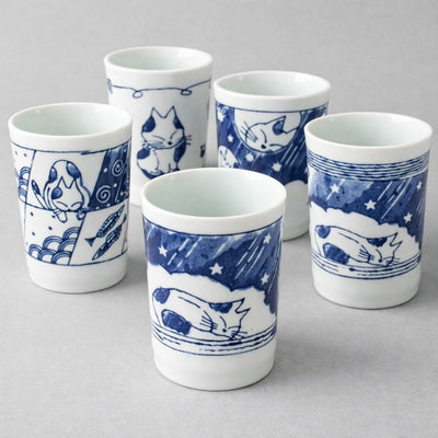 Mainichineko Teacups (Set of 5 Cups) Mainichineko Teacups (Set of 5 Cups)