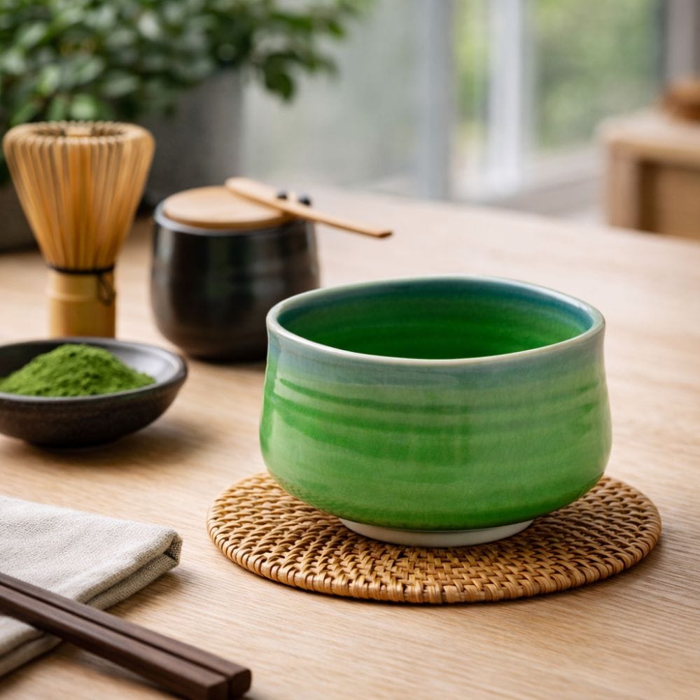 Mino Fuchimaki Green Matcha Bowl Mino Mino Fuchimaki Green Matcha Bowl Mino