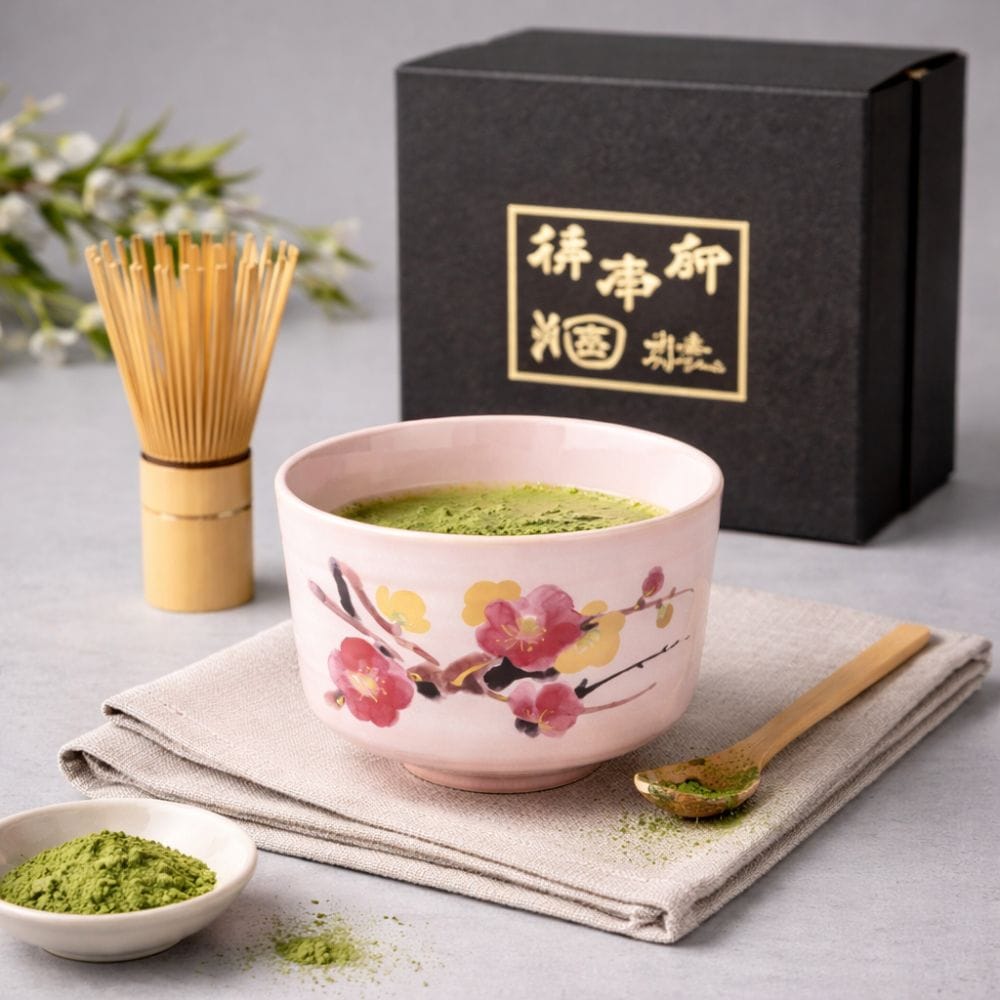 Mino Pink Plum Matcha Bowl Mino Pink Plum Matcha Bowl
