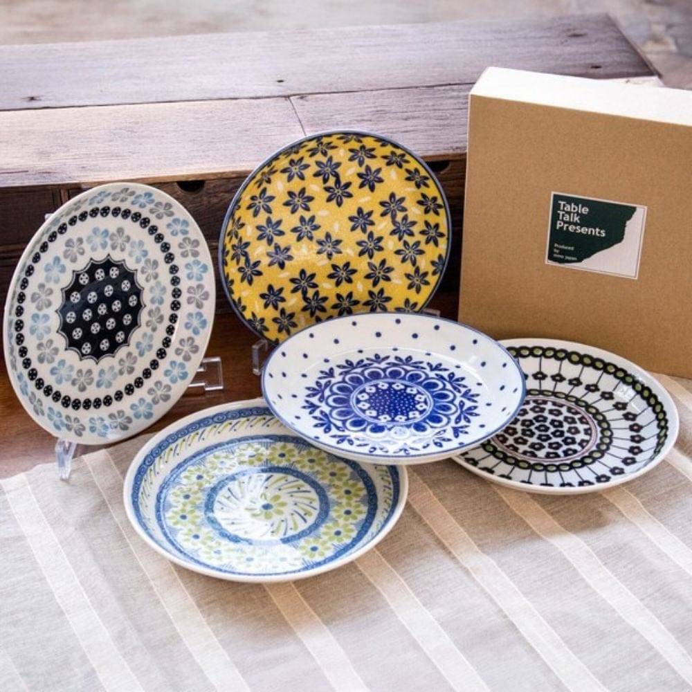 Mino Pottery Field Cake Plates [Set of 5] Mino Pottery Field Cake Plates [Set of 5]