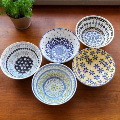 Mino Pottery Field Large Bowls [Set of 5] Mino Pottery Field Large Bowls [Set of 5]