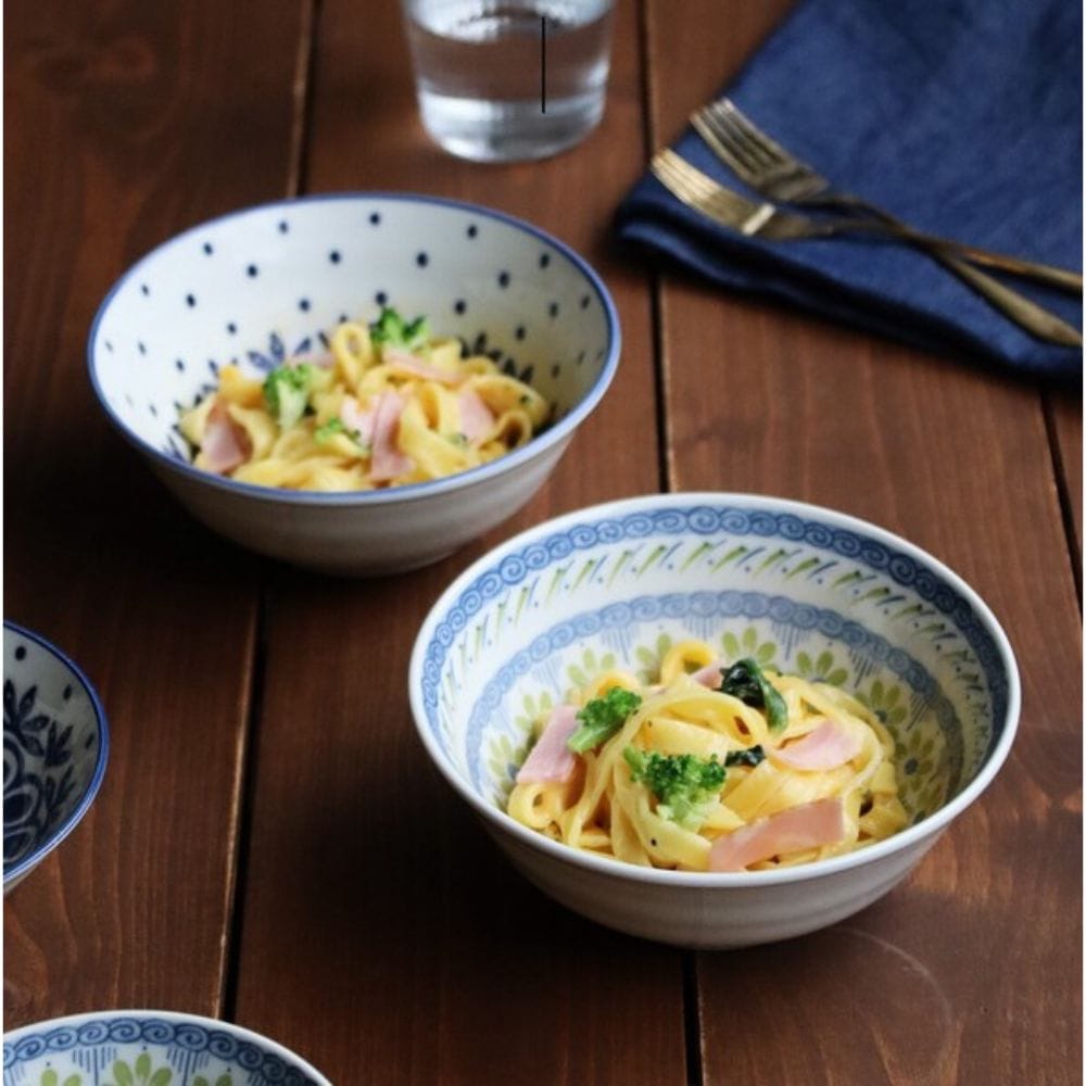 Mino Pottery Field Large Bowls [Set of 5] Mino Pottery Field Large Bowls [Set of 5]