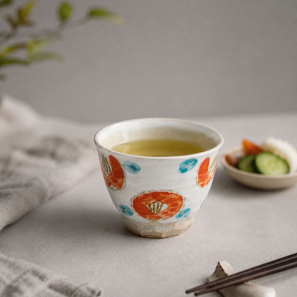 Mino Tsubaki Camellia Tea Cups (Set of 5) Mino Tsubaki Camellia Tea Cups (Set of 5)