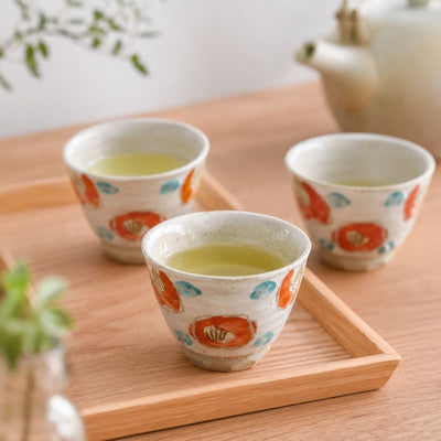 Mino Tsubaki Camellia Tea Cups (Set of 5) Mino Tsubaki Camellia Tea Cups (Set of 5)