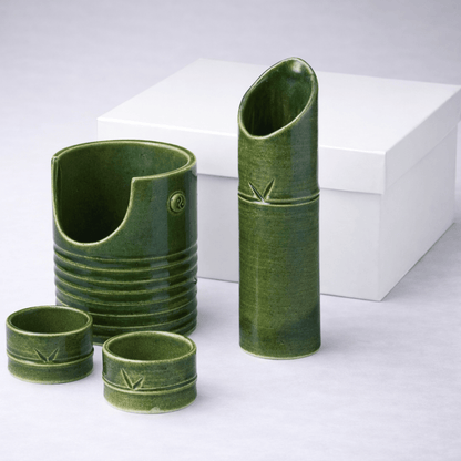 Oribe Bamboo Sake Set Oribe Bamboo Sake Set
