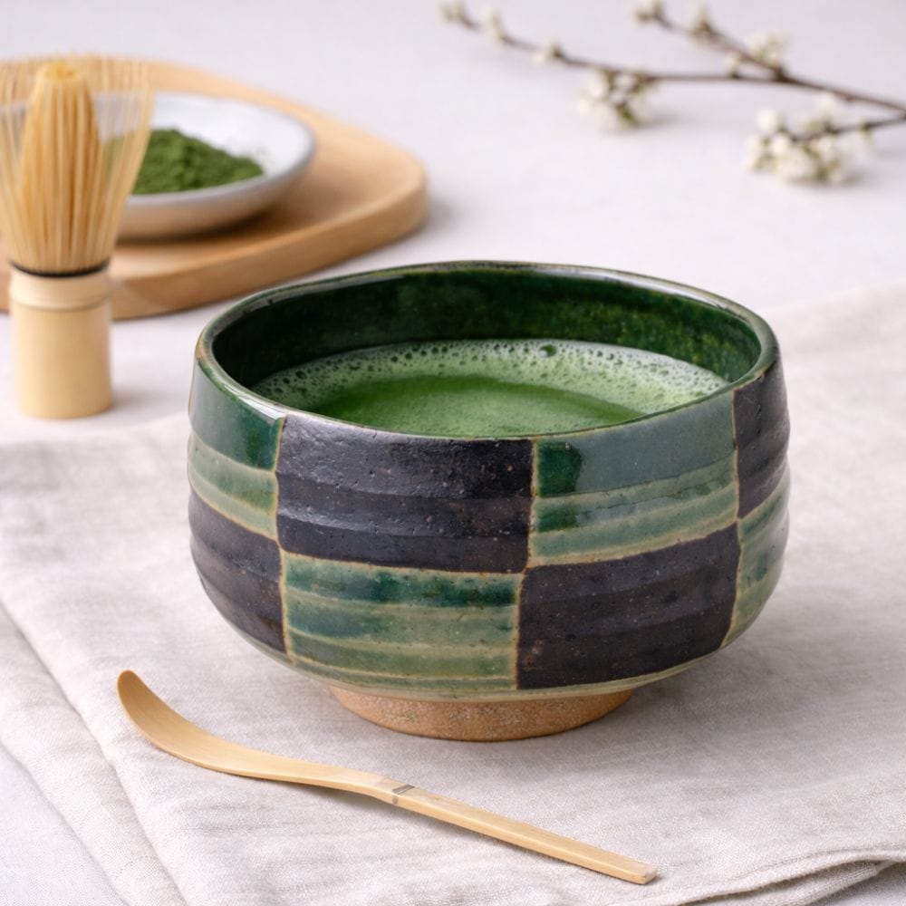 Oribe Ichimatsu Mino Matcha Bowl Oribe Ichimatsu Mino Matcha Bowl