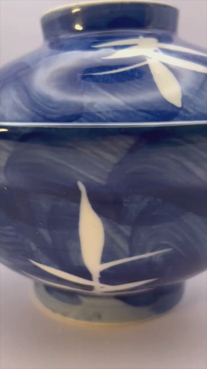 Indigo Bamboo Donburi Bowl with Lid