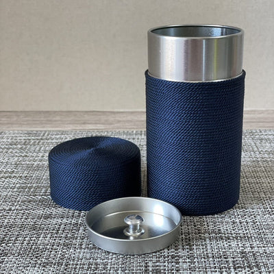 Pure Silk Thread-wrapped Tea Canister (Navy) Pure Silk Thread-wrapped Tea Canister (Navy)