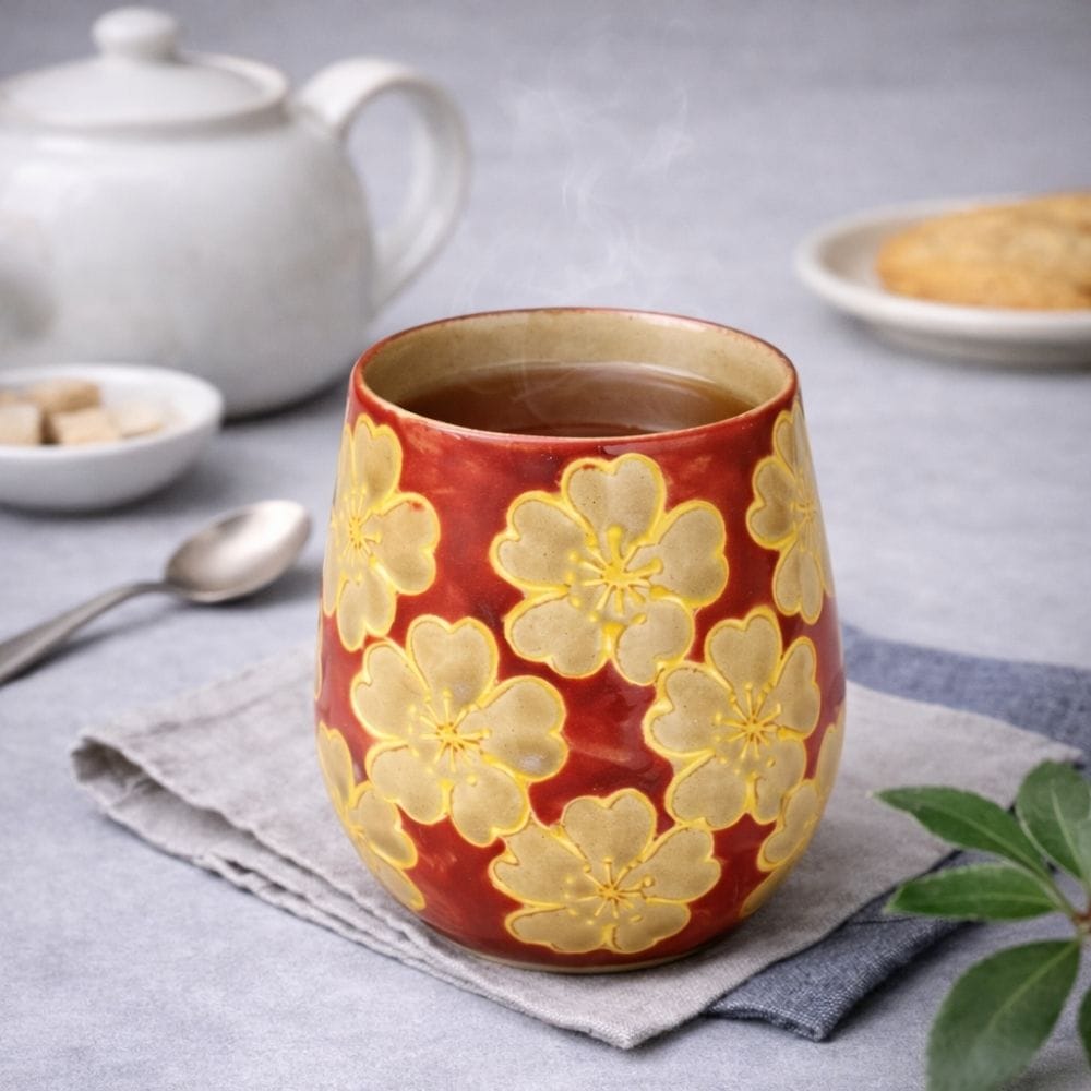 Red Flower Hasami Tea Cup Red Flower Hasami Tea Cup