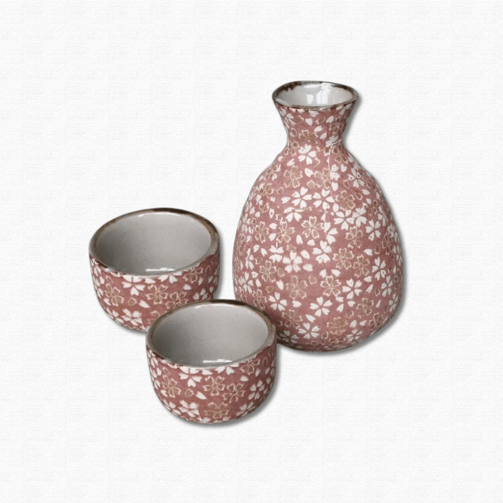 Red Hanachirashi Sake Set Hanachirashi Sake Set