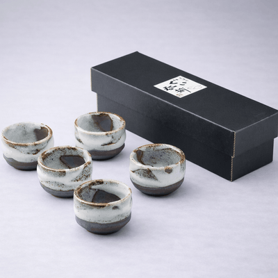 Rusted white Shino-kake Sake Cup Set Rusted white Shino-kake Sake Cup Set