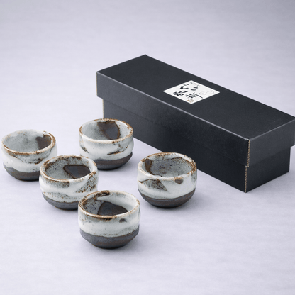 Rusted white Shino-kake Sake Cup Set Rusted white Shino-kake Sake Cup Set