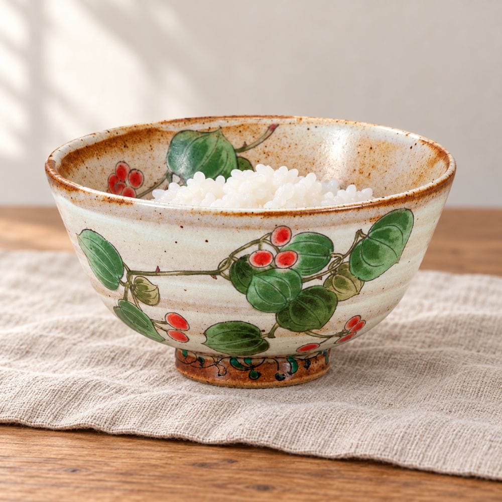 Sankirai Leaves & Berries Kutani Rice Bowl Sankirai Leaves & Berries Kutani Rice Bowl | My Japanese World