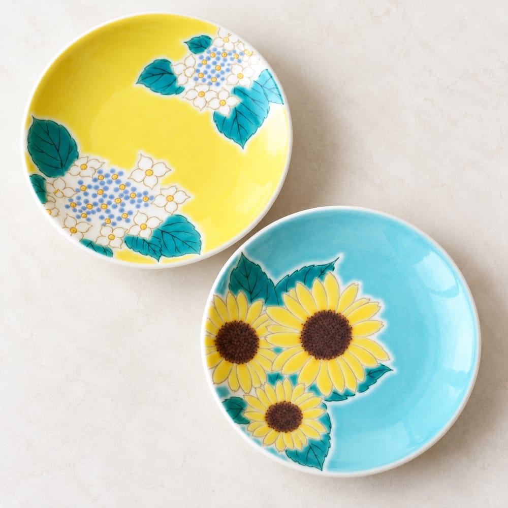Seasonal Flowers Kutani Small Plate Set — 5 Pieces Seasonal Flowers Kutani Plate Set of 5 | My Japanese World